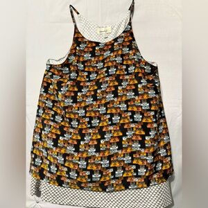 Anthropologie Porridge Vtg Luggage Suitcase Print Layered Tank Top M
